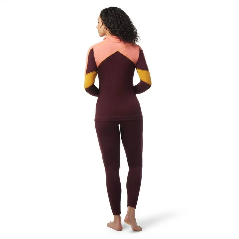 Capa base de merino SMARTWOOL Colorblock 1/4 Zip (CHERRY HEATHER) mujer