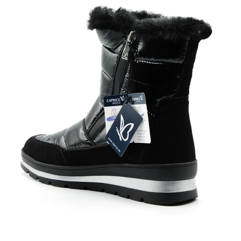 CAPRICE 26425 27 Negro y Plata Bota cremallera plana mujer