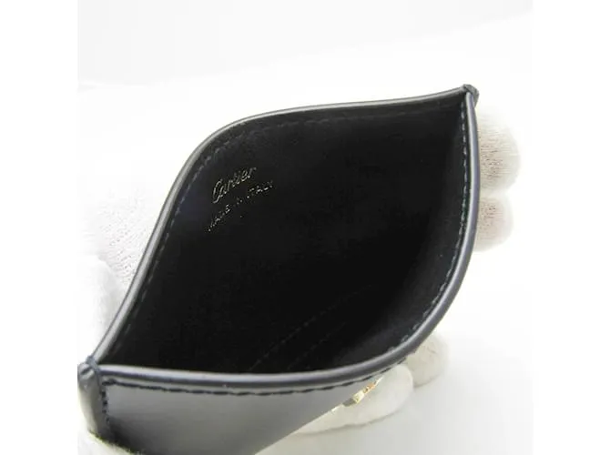 Cartier DOUBLE C DE CARTIER Estuche de cuero para tarjetas Negro 