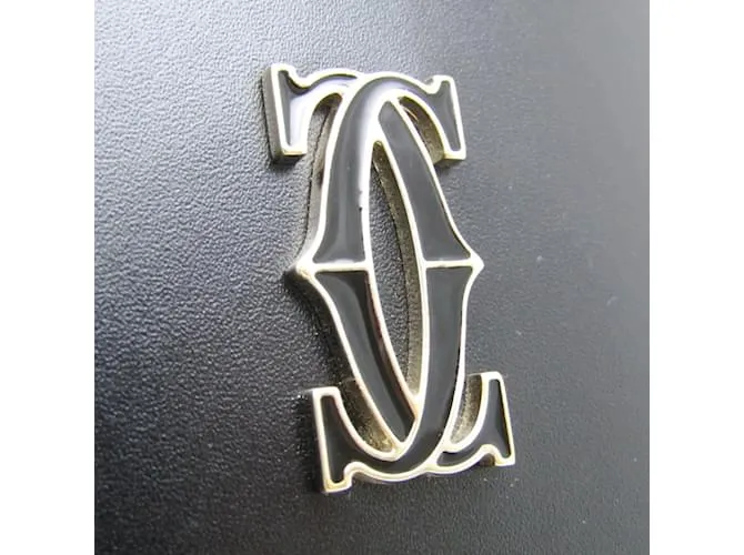 Cartier DOUBLE C DE CARTIER Estuche de cuero para tarjetas Negro 