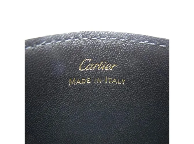 Cartier DOUBLE C DE CARTIER Estuche de cuero para tarjetas Negro 