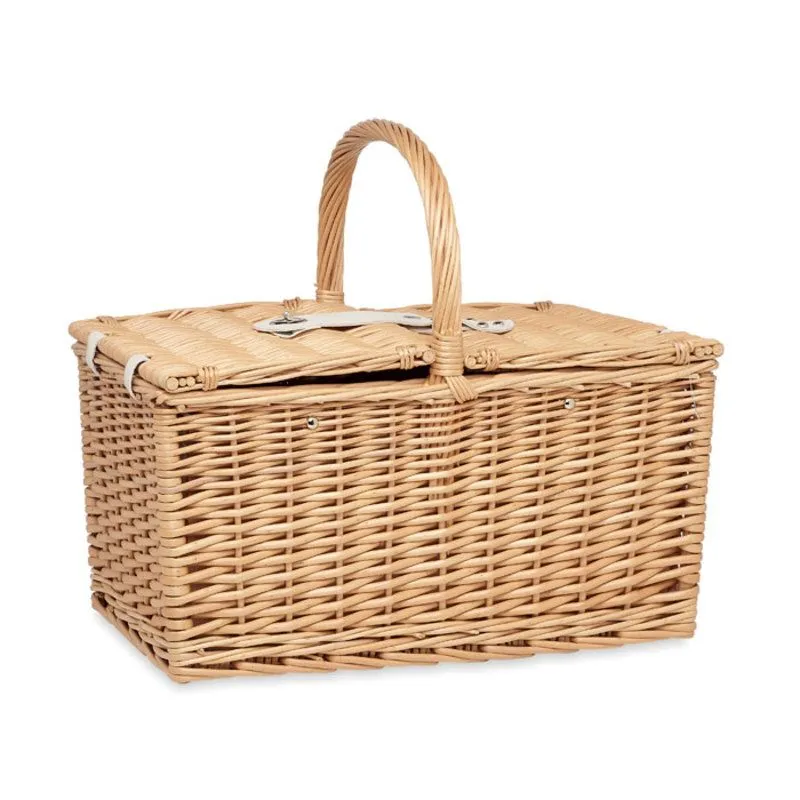 Cesta de picnic personalizada de mimbre para 4 personas