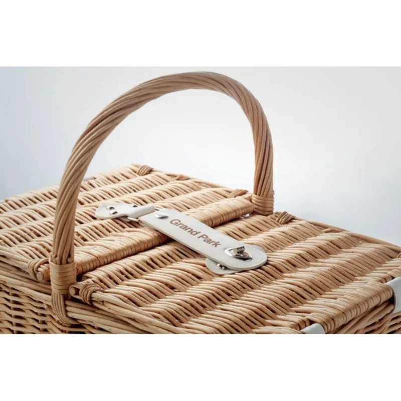 Cesta de picnic personalizada de mimbre para 4 personas