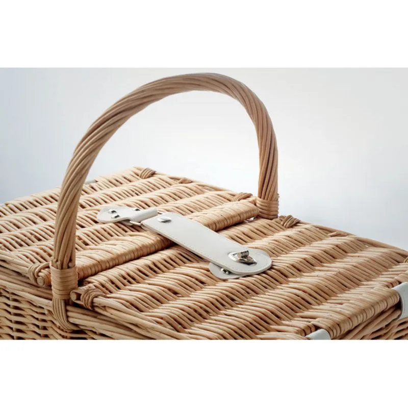 Cesta de picnic personalizada de mimbre para 4 personas