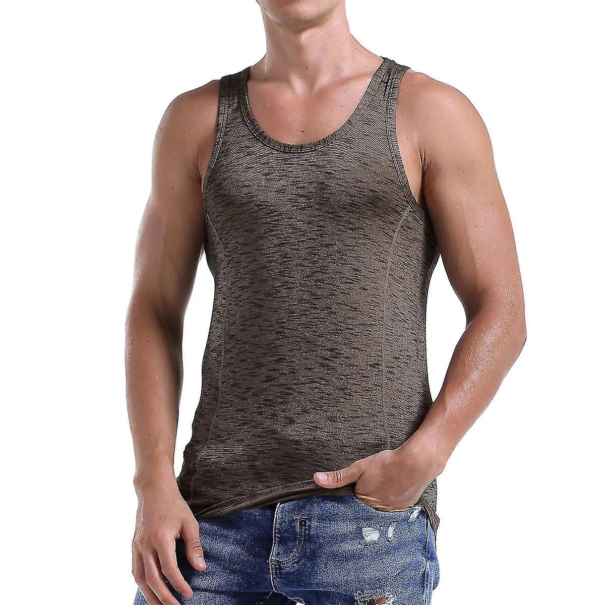 Chaleco de cuello grande de punto casual para hombre