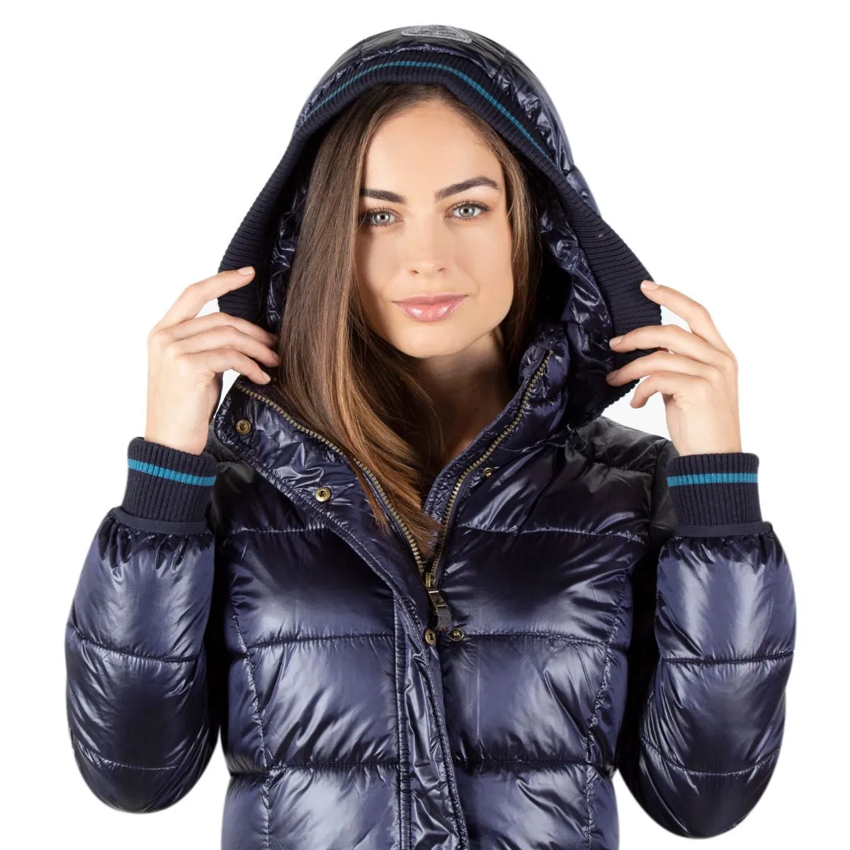 Chamarra Larga Con Gorro En Terminado Brillante Greenlander Mujer