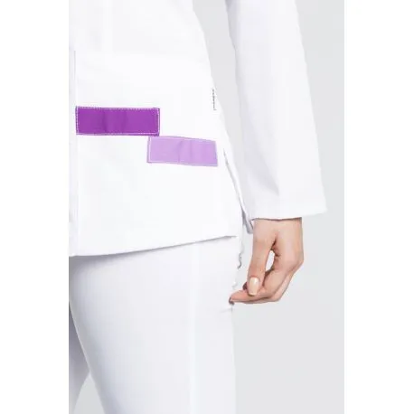 Chaqueta blanca en manga larga con detalles morados