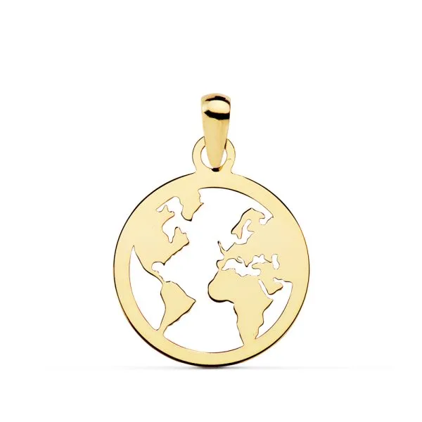 Colgante Oro Mapa Mundi 15 mm.