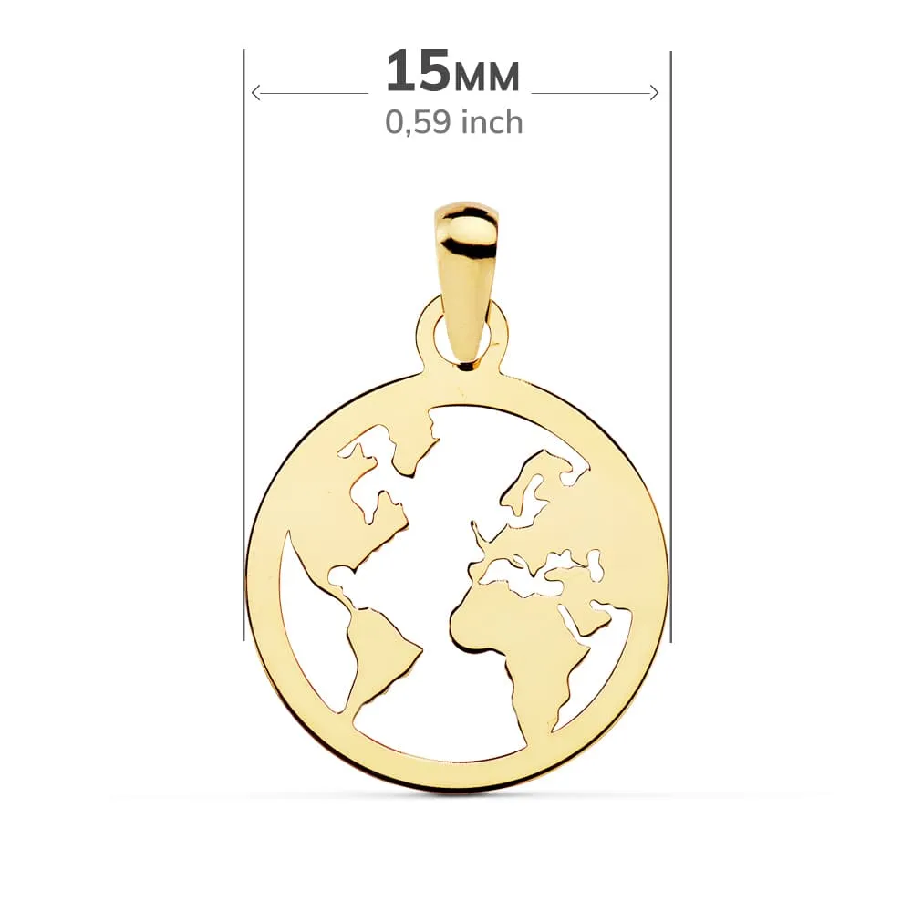 Colgante Oro Mapa Mundi 15 mm.