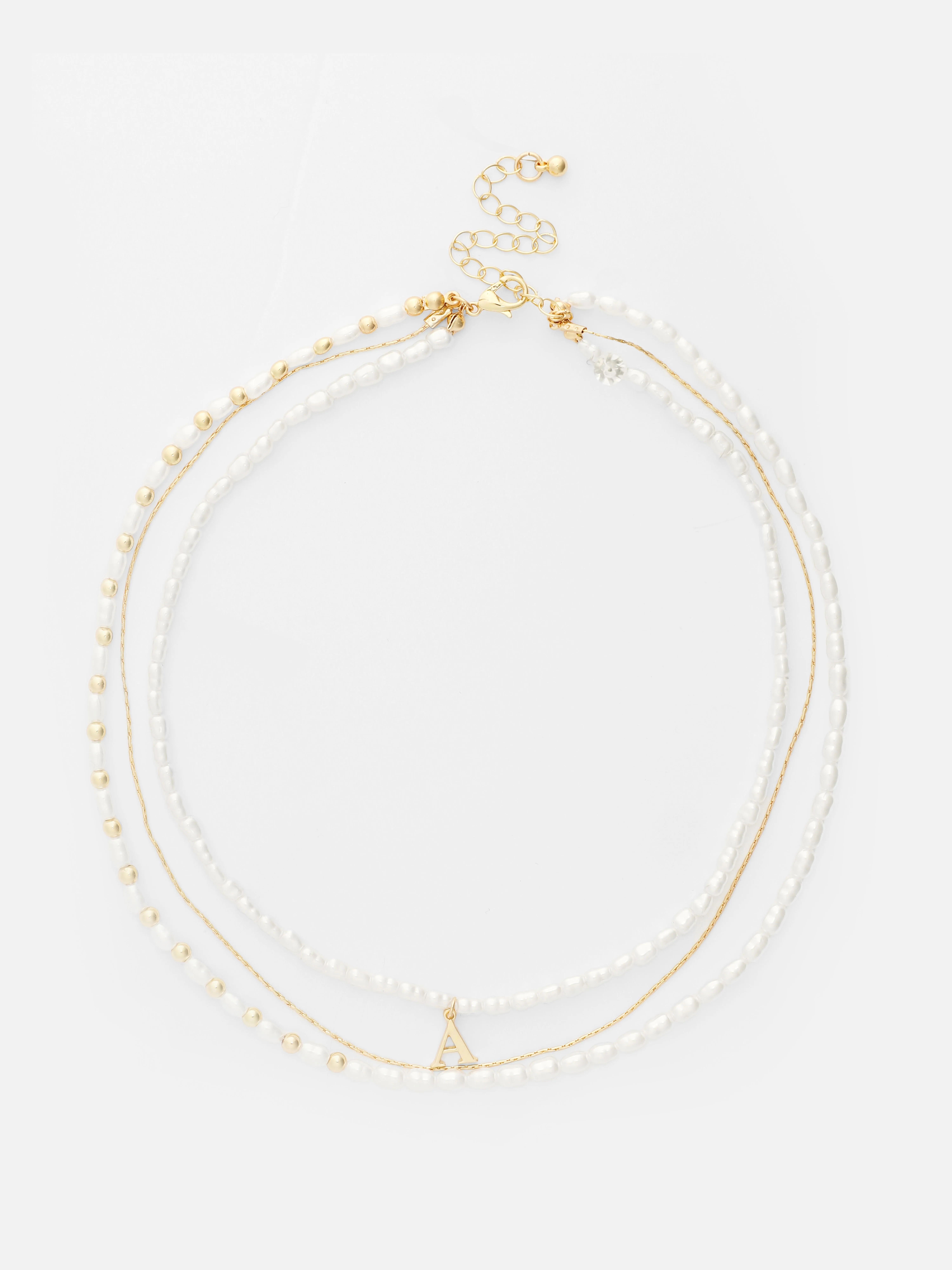 Collar de triple cadena con inicial