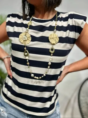 Collar Perlas y Rosetones KISSIMA Beige 78