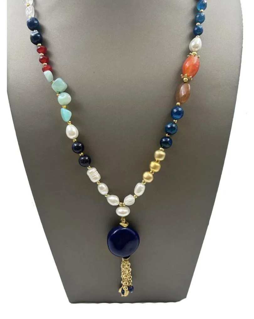COLLARES AZUL LAPISLAZULI CON PERLAS Y PIEDRAS DE GRAN COLORIDO