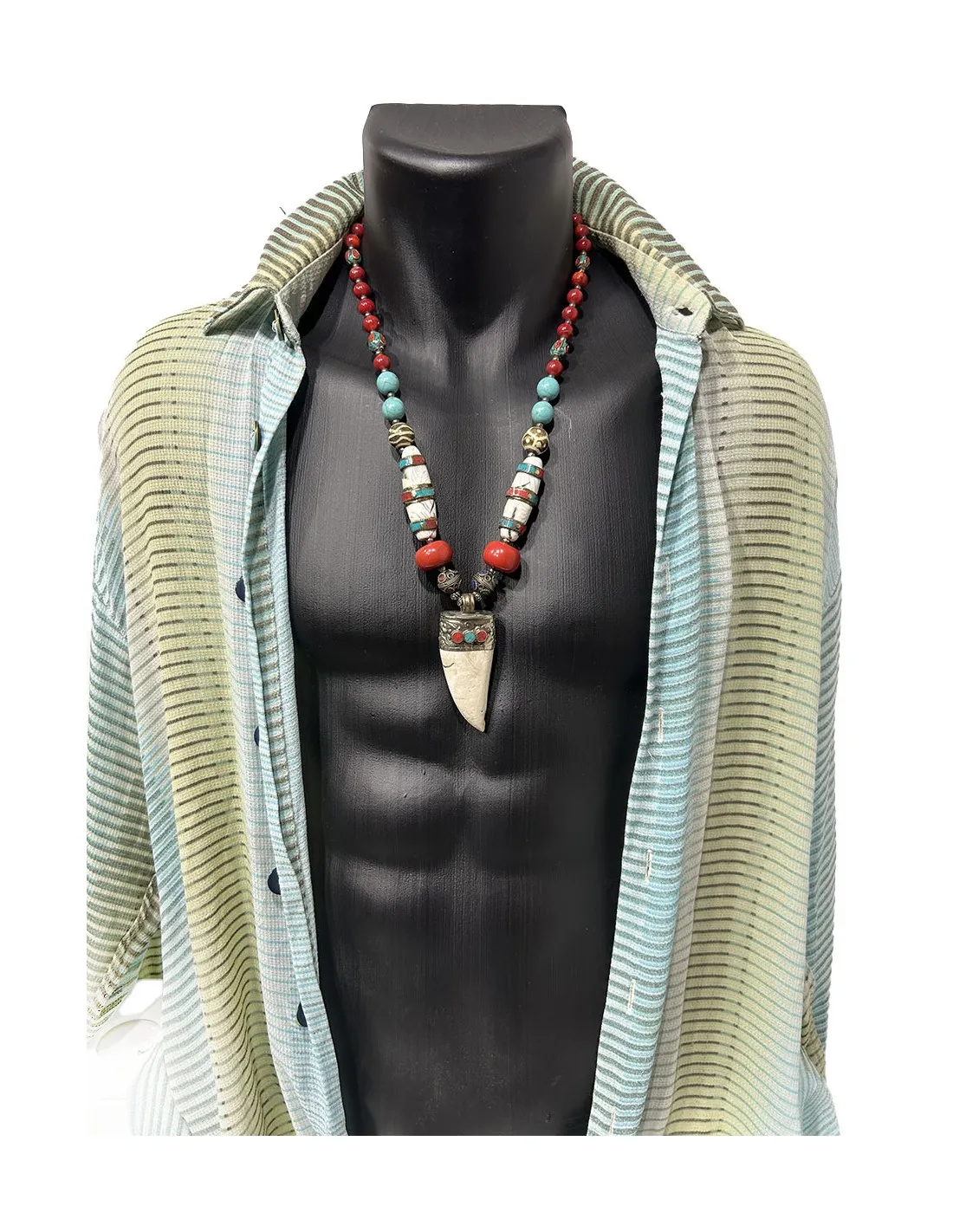 COLLARES DE COLMILLOS PARA HOMBRE, MODA IBIZA BOHO