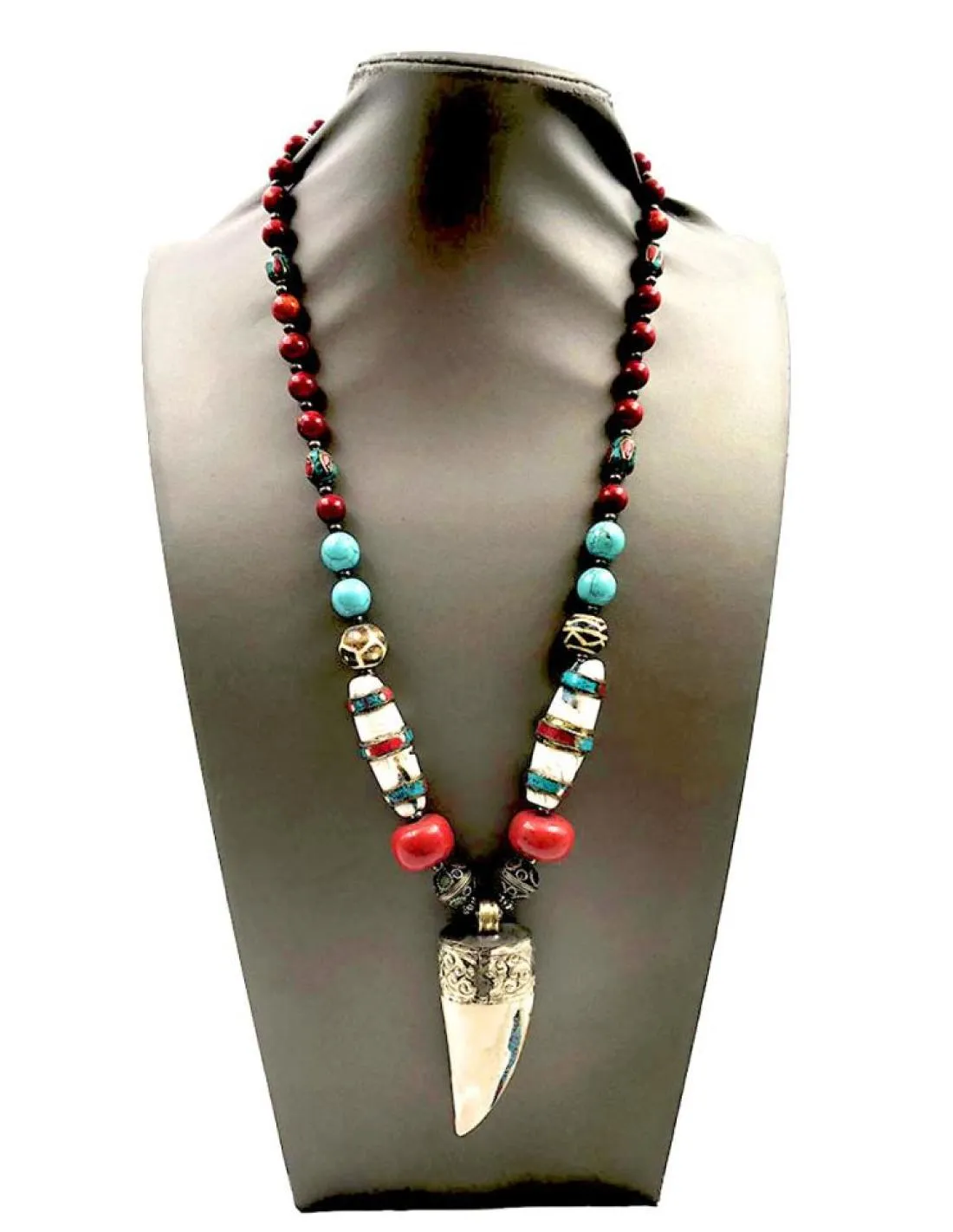 COLLARES DE COLMILLOS PARA HOMBRE, MODA IBIZA BOHO