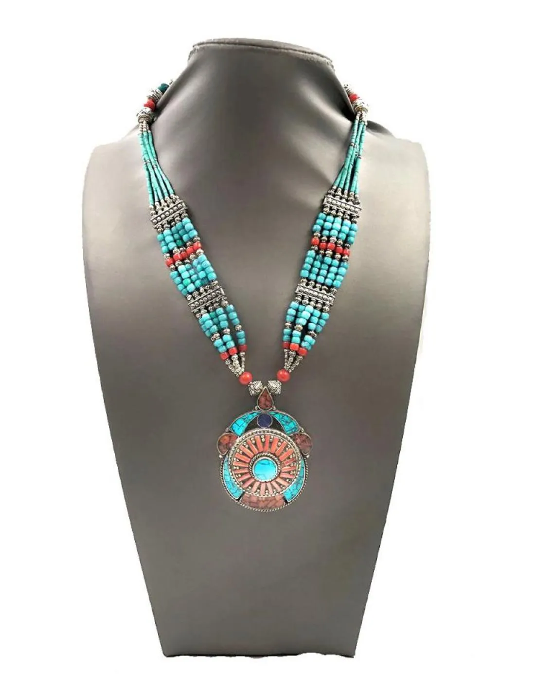 COLLARES PARA HOMBRE DE PLATA TURQUESAS Y CORAL