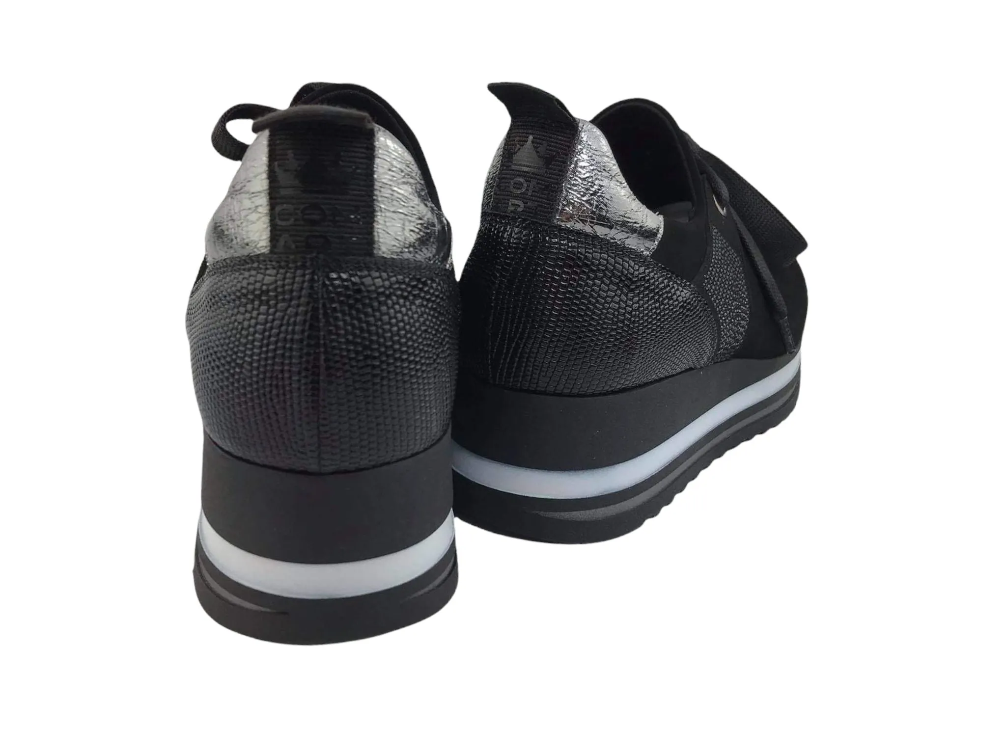 Comart | Zapatos sneakers negros Nobuck de mujer con lazo Milano