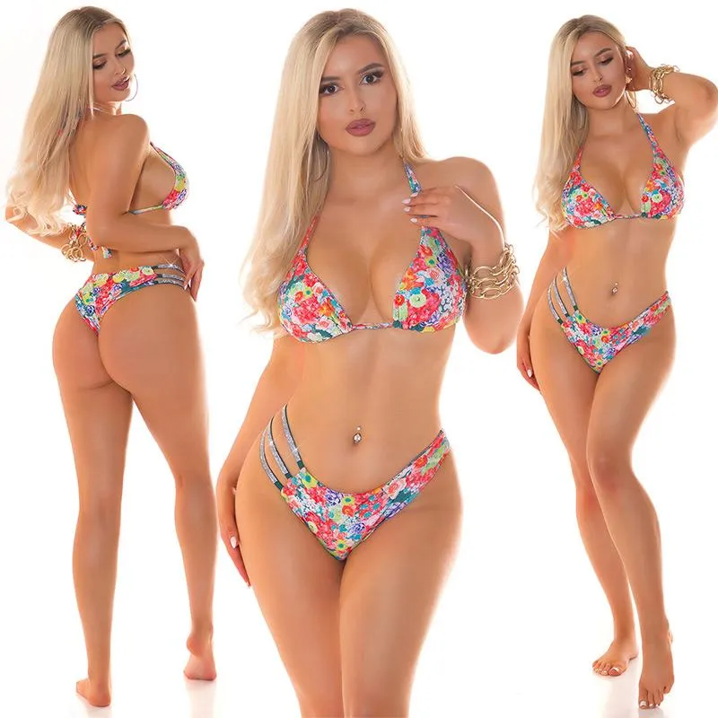 Conjunto bikini cintura alta rojo