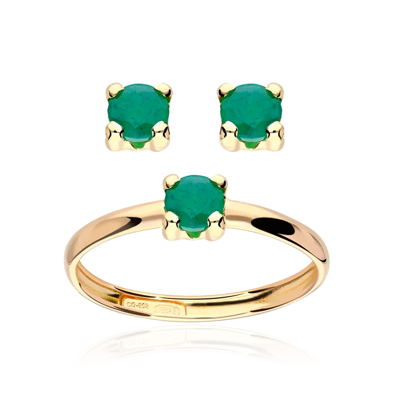 CONJUNTO "FOUR" ESMERALDAS ORO 18K