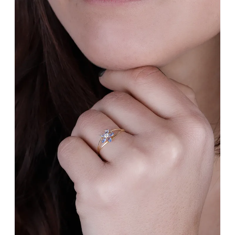 CONJUNTO "SURPRISE" ORO 18K TOPACIOS AZULES