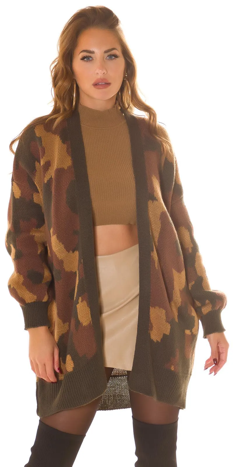 Cárdigan Oversize estampado militar
