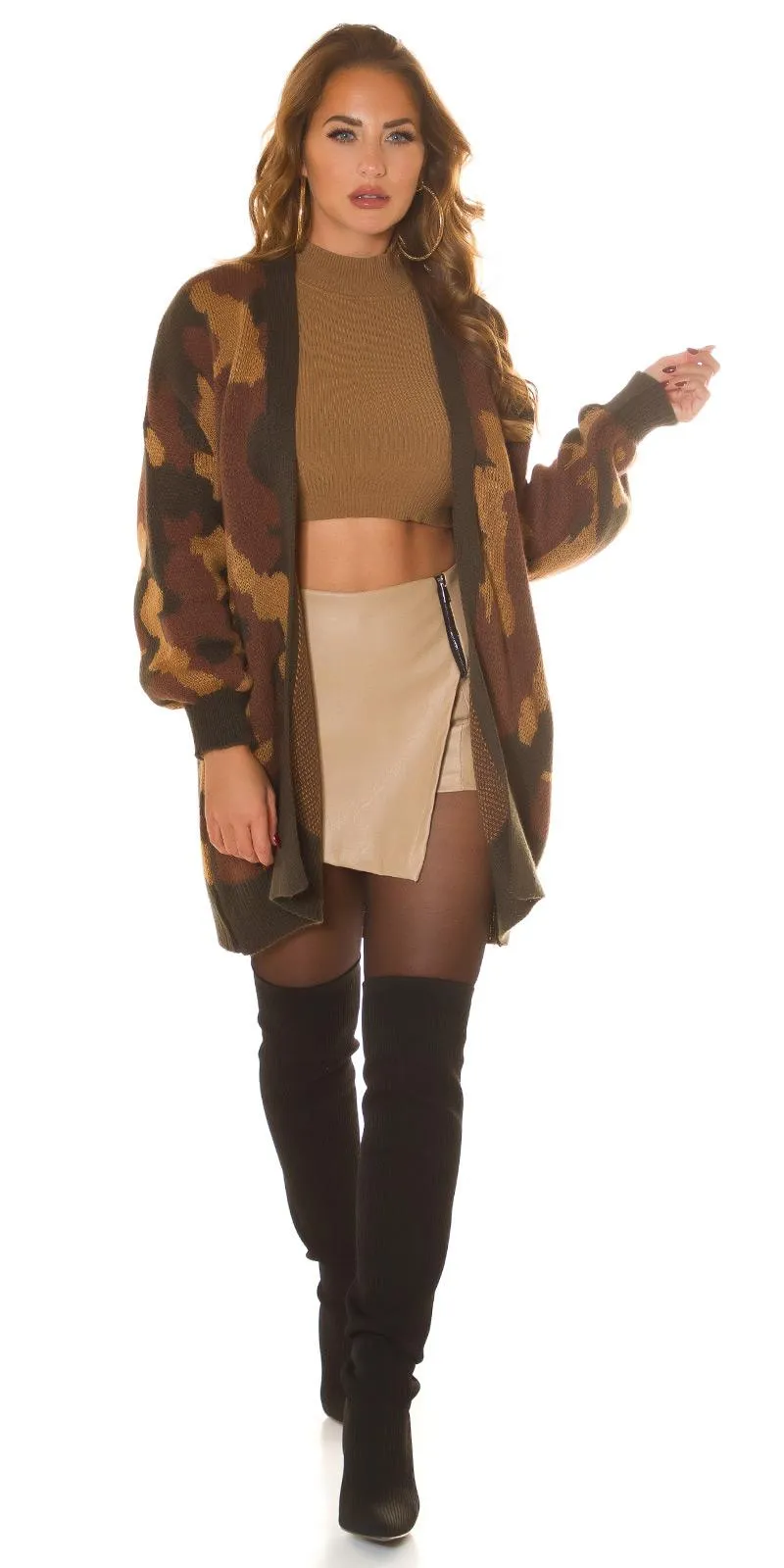 Cárdigan Oversize estampado militar