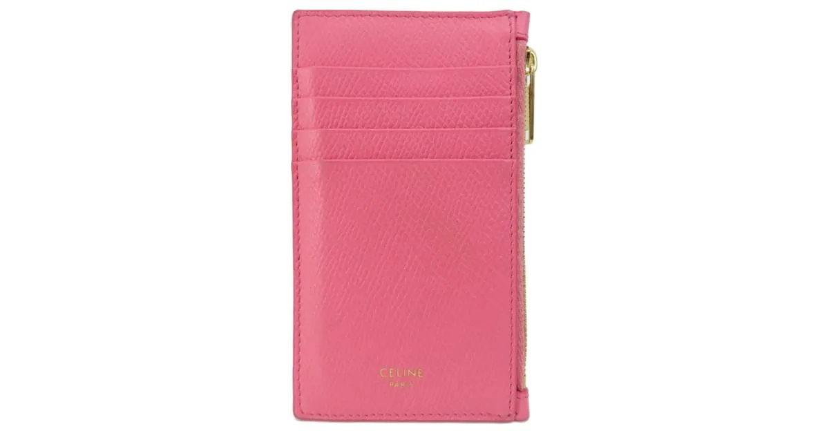 Céline Estuche de tarjetas de visita de cuero rosa Celine 