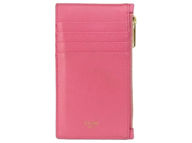 Céline Estuche de tarjetas de visita de cuero rosa Celine 