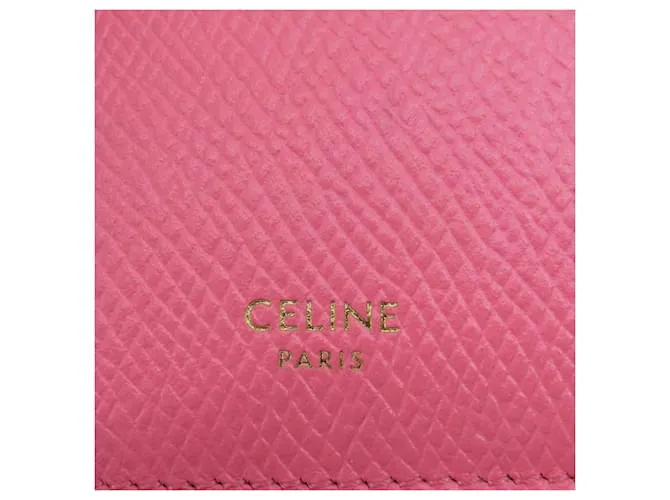 Céline Estuche de tarjetas de visita de cuero rosa Celine 