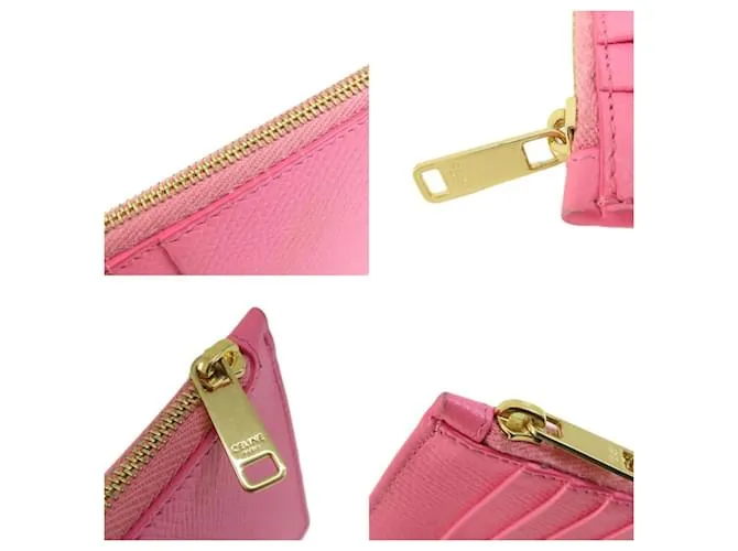 Céline Estuche de tarjetas de visita de cuero rosa Celine 