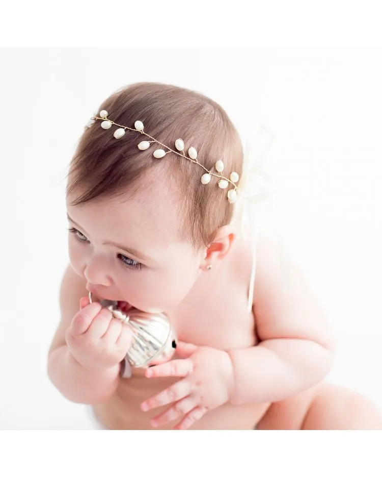Diadema bebe Bautizo con perlas