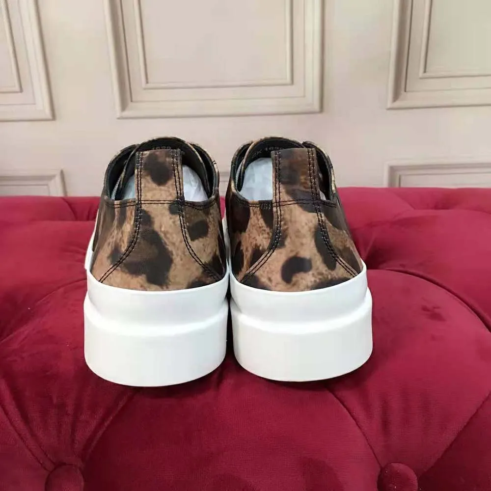 Dolce Gabbana D&G Zapatillas Portofino Light de algodón para mujer con estampado de leopardo y logo DG