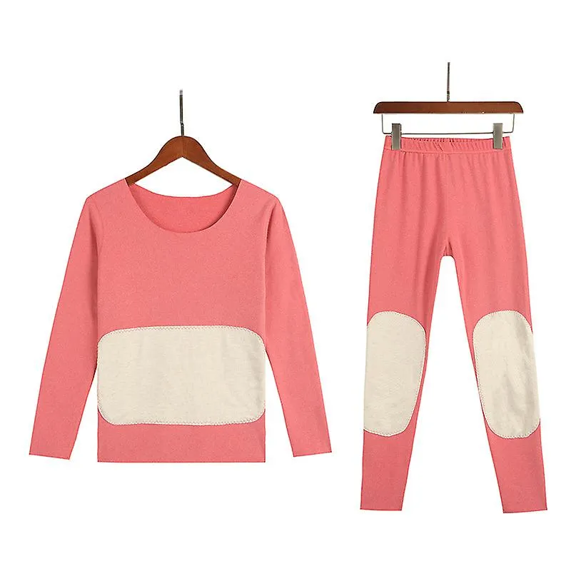 Drupum Conjunto de ropa interior térmica para mujer Parche de seda Ropa interior térmica Capa base Manga larga Top Super Soft Lo