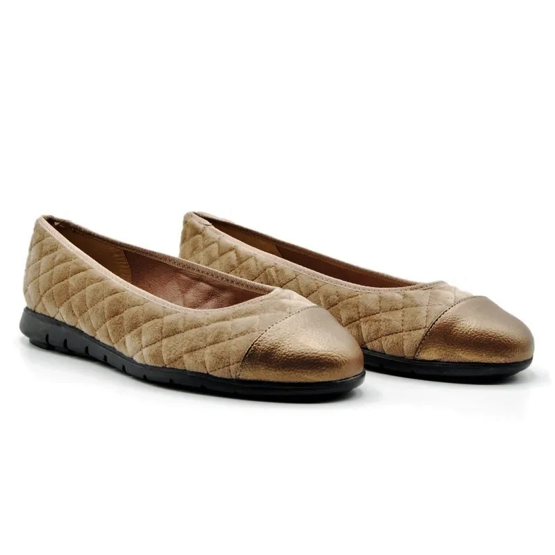 DUIT 4010 Taupe y gris Francesita plana puntera mujer