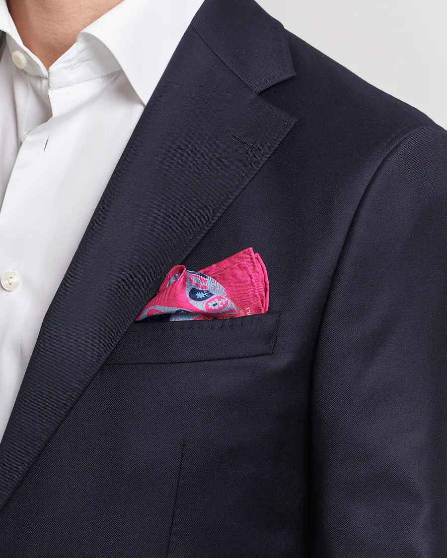 E. Marinella Archive Printed Silk Pocket Square Pink