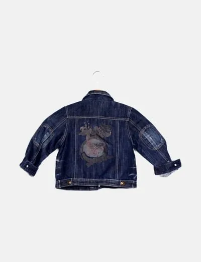 El cofre de la moda Chaqueta biker azul marino