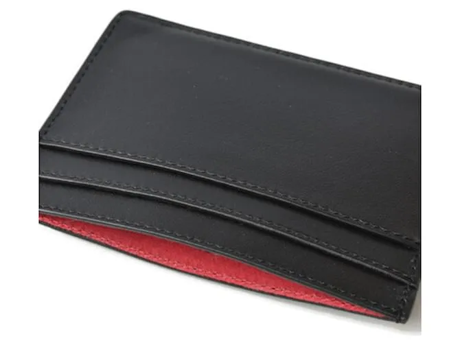 Estuche de cuero para tarjetas Saint Laurent Negro Roja 