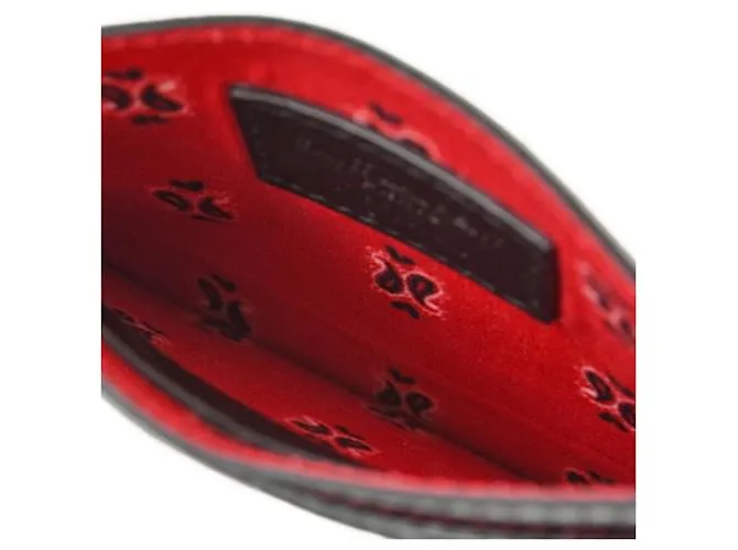 Estuche de cuero para tarjetas Saint Laurent Negro Roja 