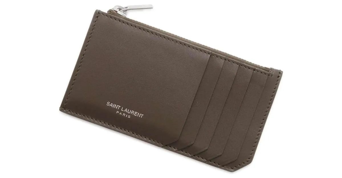 Estuche de cuero para tarjetas Saint Laurent 