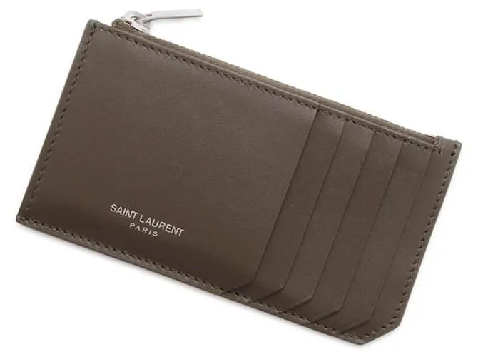 Estuche de cuero para tarjetas Saint Laurent 