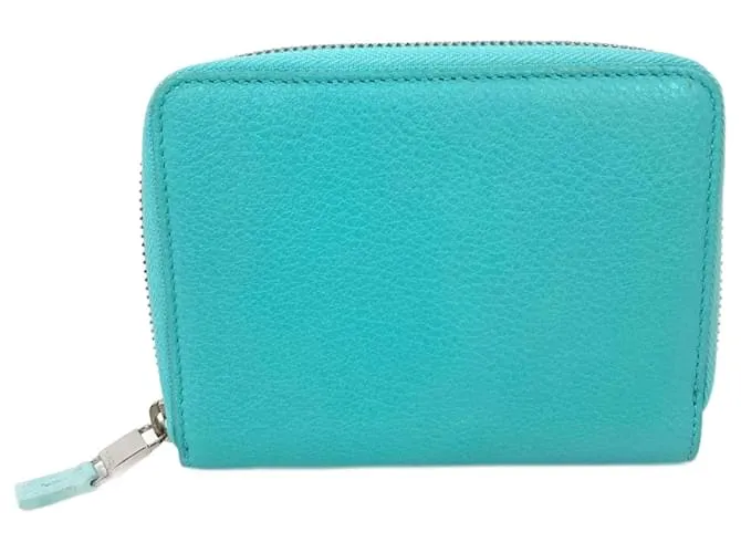 Estuche de tarjetas de visita de cuero azul Tiffany & Co. 