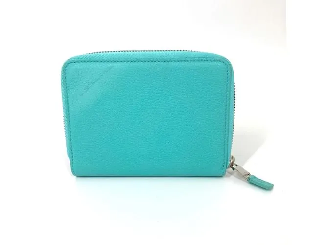 Estuche de tarjetas de visita de cuero azul Tiffany & Co. 