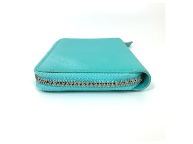 Estuche de tarjetas de visita de cuero azul Tiffany & Co. 