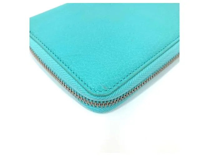 Estuche de tarjetas de visita de cuero azul Tiffany & Co. 