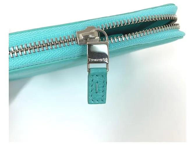 Estuche de tarjetas de visita de cuero azul Tiffany & Co. 