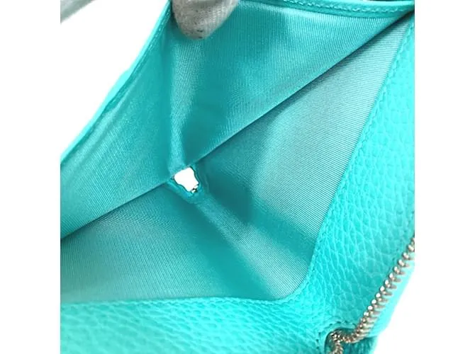Estuche de tarjetas de visita de cuero azul Tiffany & Co. 