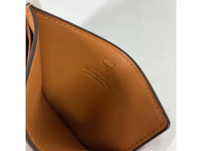 Estuche de tarjetas de visita de cuero marrón MCM Castaño 