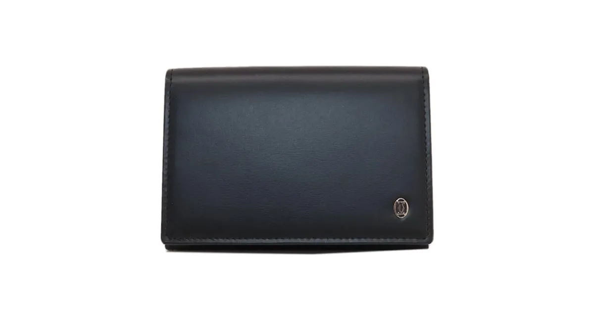 Estuche de tarjetas de visita de cuero negro Cartier 
