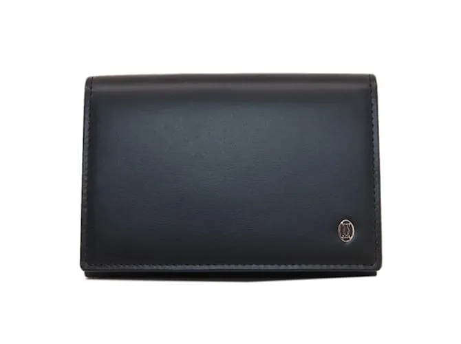 Estuche de tarjetas de visita de cuero negro Cartier 