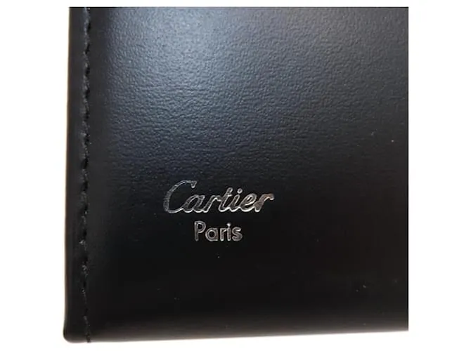 Estuche de tarjetas de visita de cuero negro Cartier 