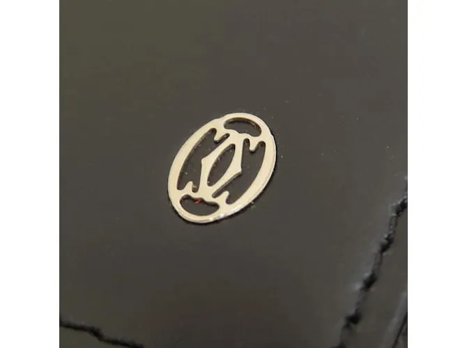 Estuche de tarjetas de visita de cuero negro Cartier 